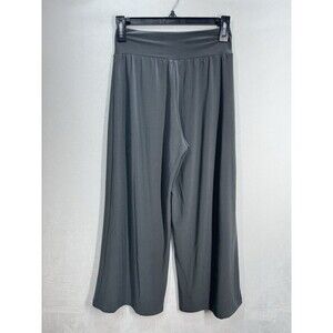 Clara Sun Woo Palazzo Crop Pants Size XS Gray Wide Leg Gaucho Pull On Stretchy